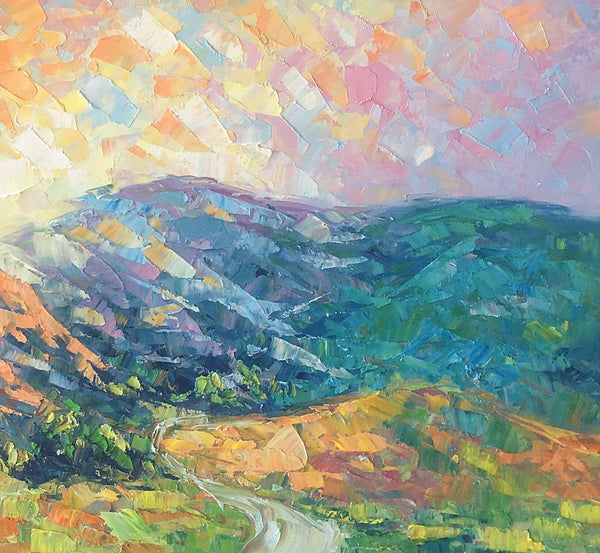 Mountain Landscape Painting, Spring Mountain Painting, Custom Canvas Painting for Sale, Original Paintings for Sale, Oil Painting on Canvas-Grace Painting Crafts
