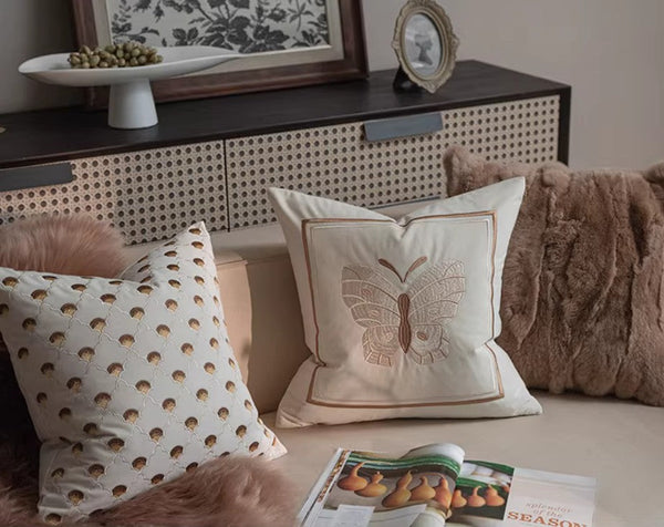 Decorative Pillow Arrangement Ideas for Couch, Modern Decorative Pillows for Bedroom, Embroidered Butterfly Pillow Covers, Large Decorative Throw Pillows for Living Room-Grace Painting Crafts