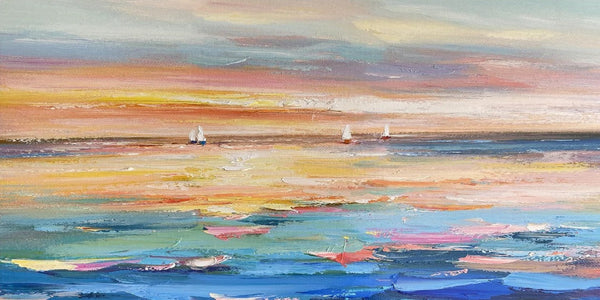 Acrylic Painting on Canvas, Modern Acrylic Canvas Painting, Oversized Canvas Painting for Sale, Simple Painting Ideas for Dining Room, Sail Boat Paintings-Grace Painting Crafts