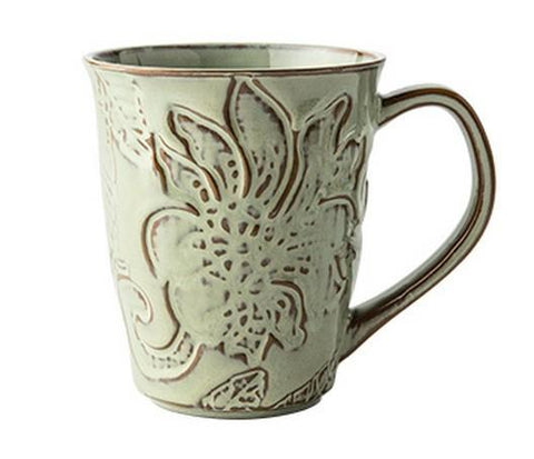 Green Ceramic Coffee Mug, Birthday Gifts, Stoneware Coffee Mugs, Handmade Pottery Coffee Mug, Large Capacity Coffee Cups-Grace Painting Crafts