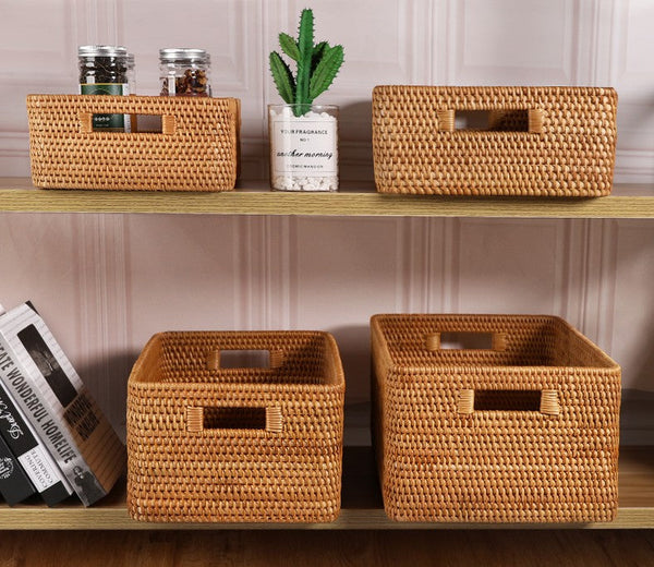 Oversized Rattan Storage Basket, Extra Large Rectangular Storage Basket for Clothes, Storage Baskets for Bathroom, Bedroom Storage Baskets-Grace Painting Crafts
