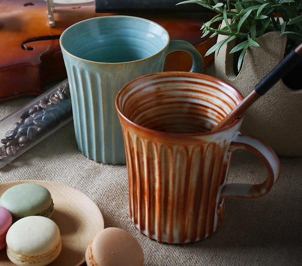 Large Capacity Coffee Cup, Cappuccino Coffee Mug, Handmade Pottery Coffee Cup, Large Tea Cup-Grace Painting Crafts