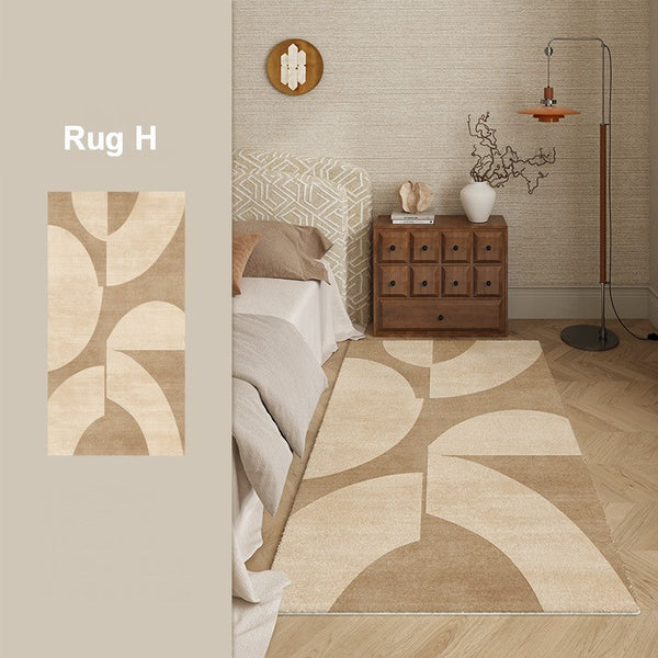 Unique Geometric Modern Rugs under Dining Room Table, Brown Modern Carpets for Office, Abstract Modern Rugs for Living Room, Contemporary Modern Rugs Next to Bed-Grace Painting Crafts