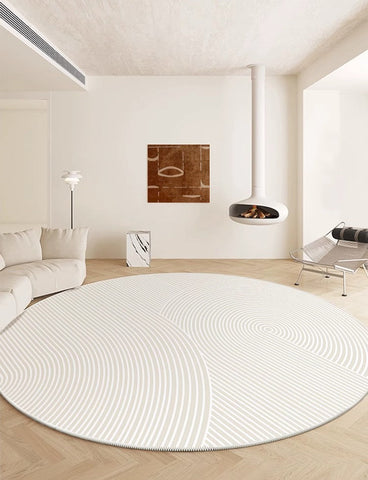 Soft Modern Rugs for Dining Room, Abstract Contemporary Round Rugs for Dining Room, Geometric Modern Rug Ideas for Living Room, Circular Modern Rugs for Bathroom-Grace Painting Crafts