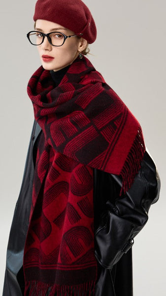 Fashion Designer Scarf, Soft Cashmere Scarf for Women, Cold Weather Scarf, Elegant Scarf, Holiday Women Scarf, Modern Wool Scarf, Warm Winter Scarf-Grace Painting Crafts