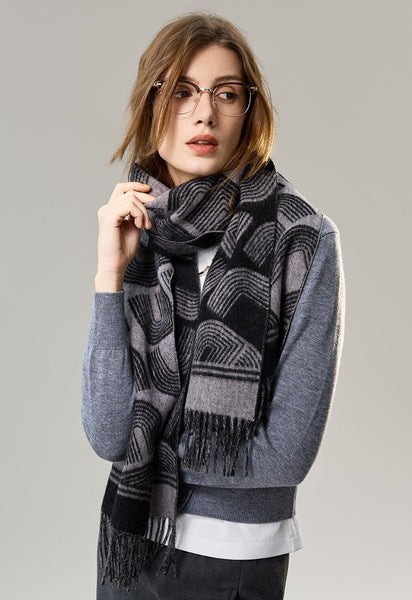 Soft Cashmere Scarf for Women, Cold Weather Scarf, Fashion Designer Scarf, Elegant Scarf, Holiday Women Scarf, Modern Wool Scarf, Warm Winter Scarf-Grace Painting Crafts