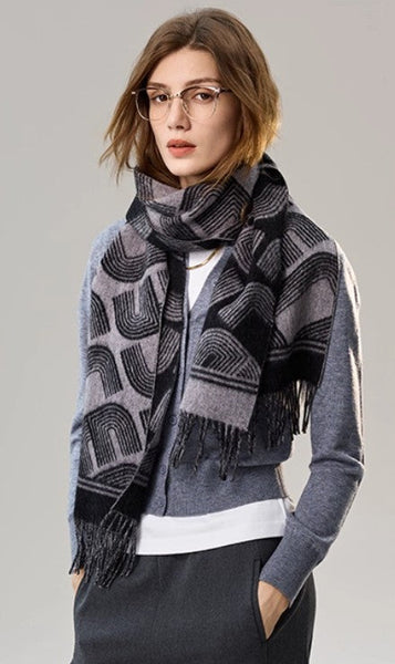 Soft Cashmere Scarf for Women, Cold Weather Scarf, Fashion Designer Scarf, Elegant Scarf, Holiday Women Scarf, Modern Wool Scarf, Warm Winter Scarf-Grace Painting Crafts