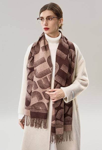 Cold Weather Scarf, Fashion Designer Scarf, Elegant Scarf, Holiday Women Scarf, Modern Wool Scarf, Warm Winter Scarf, Soft Cashmere Scarf for Women-Grace Painting Crafts