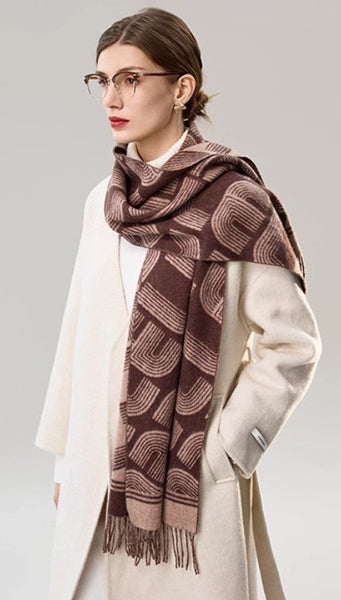 Cold Weather Scarf, Fashion Designer Scarf, Elegant Scarf, Holiday Women Scarf, Modern Wool Scarf, Warm Winter Scarf, Soft Cashmere Scarf for Women-Grace Painting Crafts