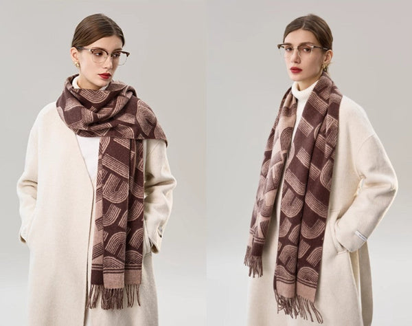 Cold Weather Scarf, Fashion Designer Scarf, Elegant Scarf, Holiday Women Scarf, Modern Wool Scarf, Warm Winter Scarf, Soft Cashmere Scarf for Women-Grace Painting Crafts