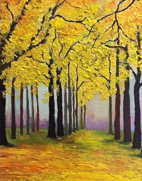 Simple Landscape Artwork, Small Autumn Forest Tree Landscape Painting, Easy Painting Ideas on Canvas, Simple Acrylic Paintings, Small Canvas Art on Canvas-Grace Painting Crafts