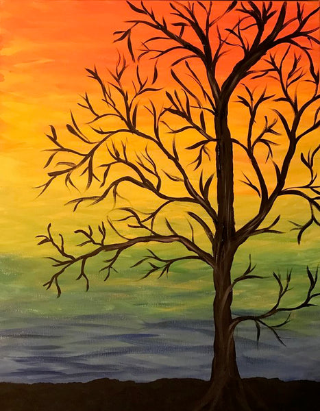 Small Simple Tree Painting, Simple Landscape Artwork, Easy Hand Paitned Canvas Art on Canvas, Simple Acrylic Paintings, Easy Painting Ideas on Canvas-Grace Painting Crafts