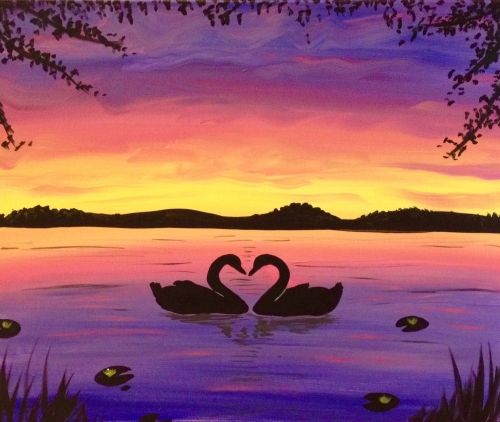 Small Swan Lake Painting, Simple Landscape Artwork, Easy Painting Ideas on Canvas, Simple Acrylic Paintings, Small Acrylic Painting on Canvas-Grace Painting Crafts
