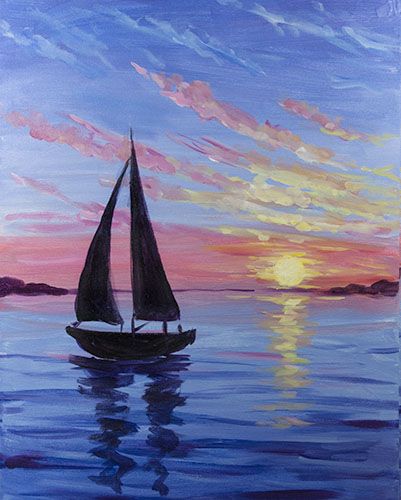 Simple Acrylic Paintings, Small Canvas Artwork, Simple Landscape Art on Canvas, Simple Small Seashore Sail Boat Paintings, Easy Painting Ideas for Home Decor-Grace Painting Crafts