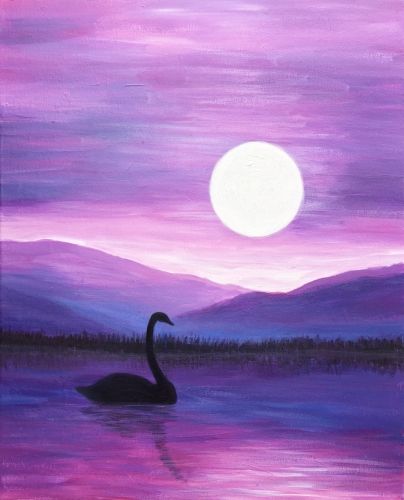 Simple Landscape Artwork, Small Swan Lake Painting, Easy Painting Ideas on Canvas, Simple Acrylic Paintings, Small Acrylic Painting on Canvas-Grace Painting Crafts