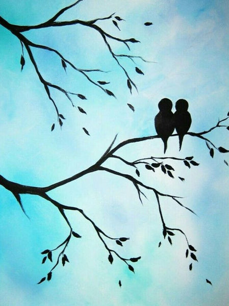 Simple Landscape Artwork, Easy Painting Ideas on Canvas, Small Singing Bird Painting, Easy Hand Paitned Canvas Art on Canvas, Simple Acrylic Paintings-Grace Painting Crafts