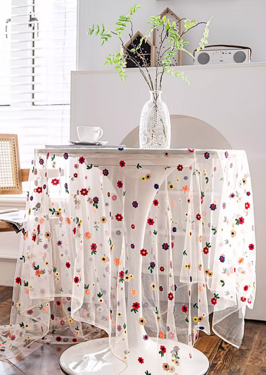 Extra Large Rectangular Tablecloth for Oval Table, Spring Flower Lace Tablecloths, Lace Embroidered Table Covers, Rectangular Table Covers for Coffee Table-Grace Painting Crafts