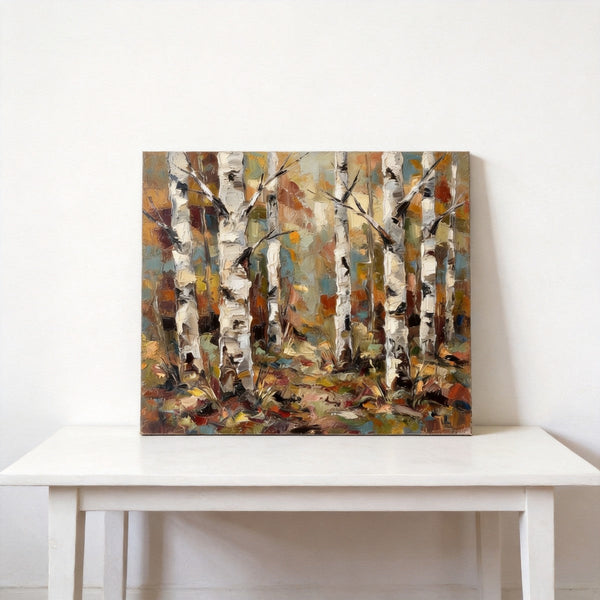 Original Landscape Paintings, Autumn Birch Tree Painting, Original Artwork for Sale, Hand Painted Canvas Art, Impasto Heavy Texture Art, Small Canvas Wall Art Paintings-Grace Painting Crafts