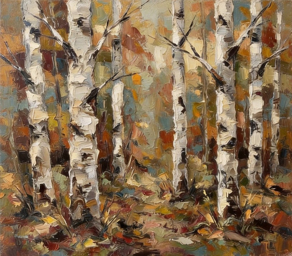 Original Landscape Paintings, Autumn Birch Tree Painting, Original Artwork for Sale, Hand Painted Canvas Art, Impasto Heavy Texture Art, Small Canvas Wall Art Paintings-Grace Painting Crafts