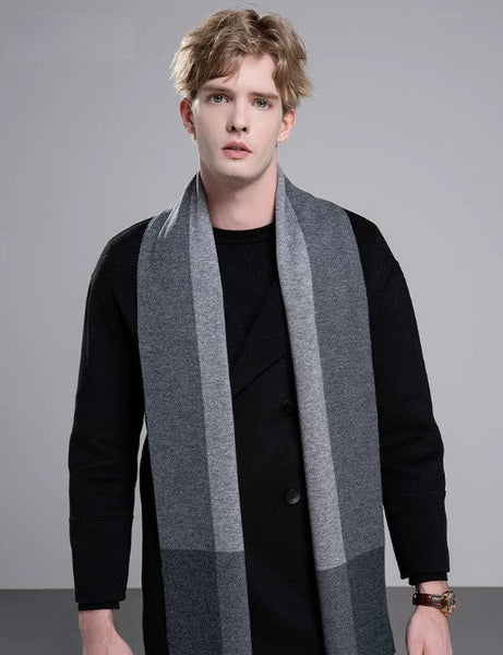 Business Wool Scarf for Gentleman, Men's Winter Scarf, Formal Men Scarf Styles, Thick Wool Scarf for Men, Modern Casual Scarf Men, Men's Wool Scarf Winter-Grace Painting Crafts