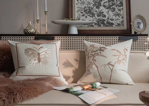 Decorative Pillow Arrangement Ideas for Couch, Modern Decorative Pillows for Bedroom, Embroidered Butterfly Pillow Covers, Large Decorative Throw Pillows for Living Room-Grace Painting Crafts