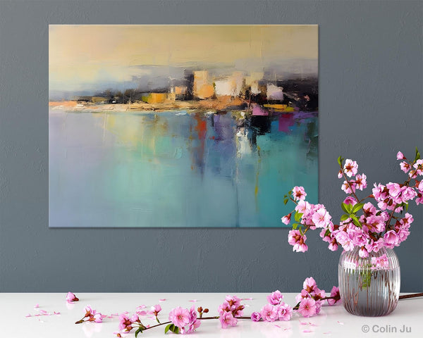 Abstract Landscape Paintings, Palette Knife Canvas Art, Extra Large Canvas Painting for Dining Room, Original Canvas Wall Art Paintings-Grace Painting Crafts