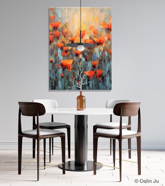 Flower Abstract Painting, Heavy Texture Wall Art, Acrylic Painting on Canvas, Canvas Painting Ideas for Dining Room, Original Abstract Art-Grace Painting Crafts