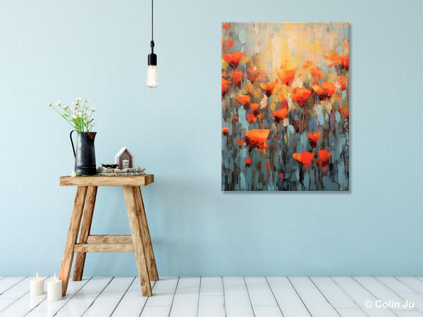Flower Abstract Painting, Heavy Texture Wall Art, Acrylic Painting on Canvas, Canvas Painting Ideas for Dining Room, Original Abstract Art-Grace Painting Crafts