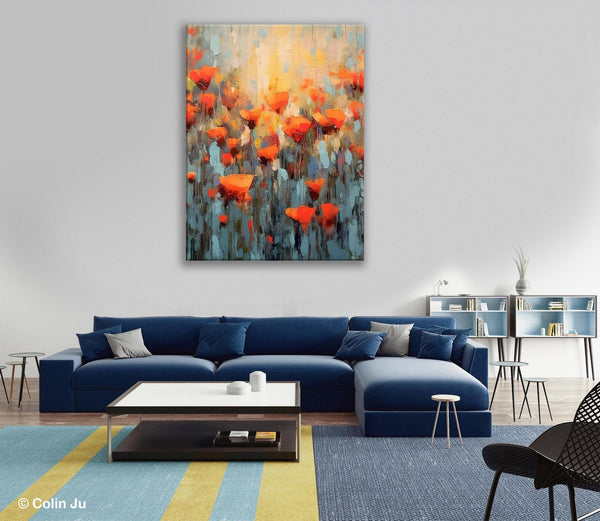 Flower Abstract Painting, Heavy Texture Wall Art, Acrylic Painting on Canvas, Canvas Painting Ideas for Dining Room, Original Abstract Art-Grace Painting Crafts