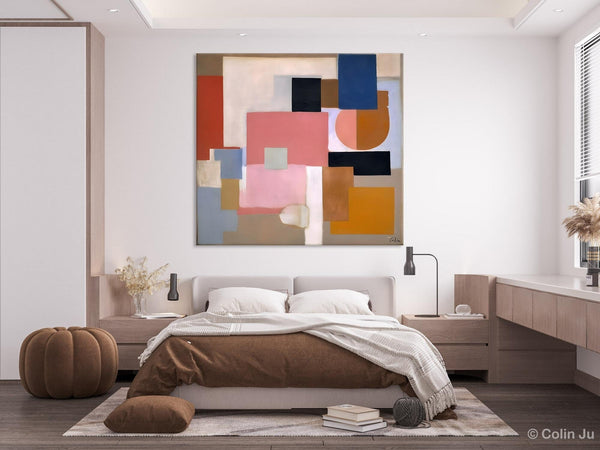 Geometric Abstract Art, Original Abstract Wall Art, Contemporary Acrylic Paintings, Hand Painted Canvas Art, Large Abstract Art for Bedroom-Grace Painting Crafts