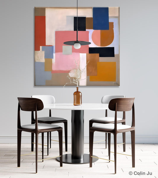 Geometric Abstract Art, Original Abstract Wall Art, Contemporary Acrylic Paintings, Hand Painted Canvas Art, Large Abstract Art for Bedroom-Grace Painting Crafts