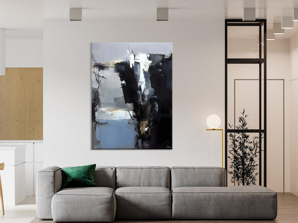 Extra Large Paintings for Bedroom, Black Contemporary Wall Art, Abstract Wall Paintings, Hand Painted Canvas Art, Original Modern Painting-Grace Painting Crafts