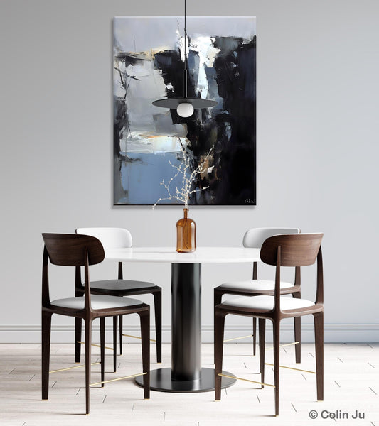 Extra Large Paintings for Bedroom, Black Contemporary Wall Art, Abstract Wall Paintings, Hand Painted Canvas Art, Original Modern Painting-Grace Painting Crafts