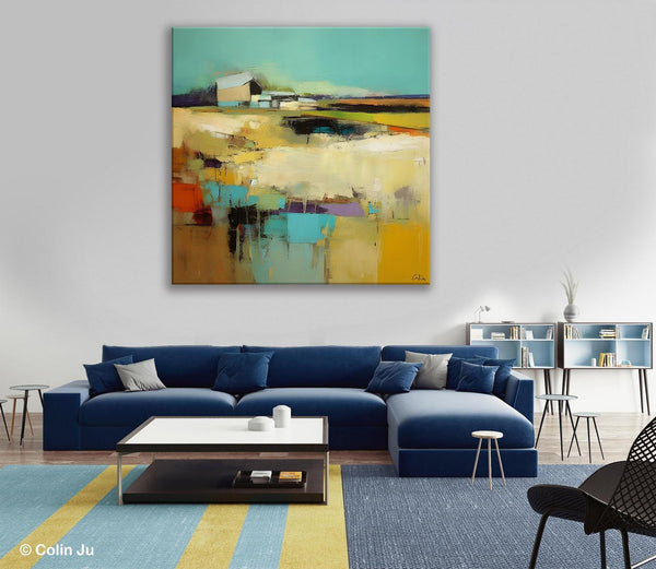 Large Landscape Canvas Paintings, Hand Painted Canvas Art, Landscape Acrylic Art, Original Abstract Art, Landscape Paintings for Living Room-Grace Painting Crafts