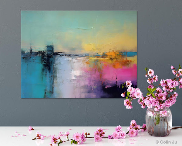 Hand Painted Original Canvas Wall Art, Abstract Landscape Paintings for Bedroom, Modern Landscape Artwork, Contemporary Acrylic Paintings-Grace Painting Crafts