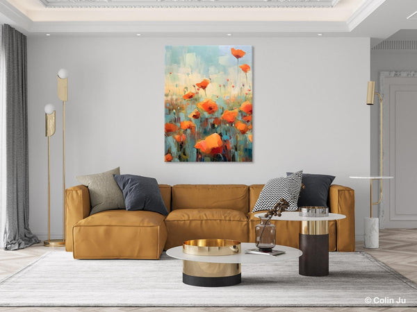 Flower Canvas Paintings, Flower Field Painting, Large Original Landscape Painting for Bedroom, Acrylic Paintings on Canvas, Hand Painted Art-Grace Painting Crafts