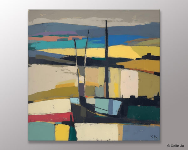 Landscape Canvas Art, Original Abstract Art, Hand Painted Canvas Art, Abstract Landscape Painting, Large Abstract Painting for Living Room-Grace Painting Crafts