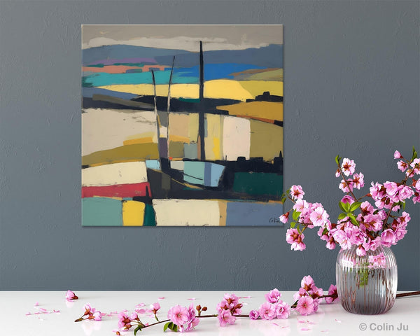 Landscape Canvas Art, Original Abstract Art, Hand Painted Canvas Art, Abstract Landscape Painting, Large Abstract Painting for Living Room-Grace Painting Crafts