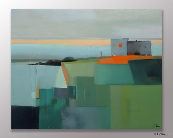 Large Original Canvas Wall Art, Contemporary Landscape Paintings, Extra Large Acrylic Painting for Dining Room, Abstract Painting on Canvas-Grace Painting Crafts