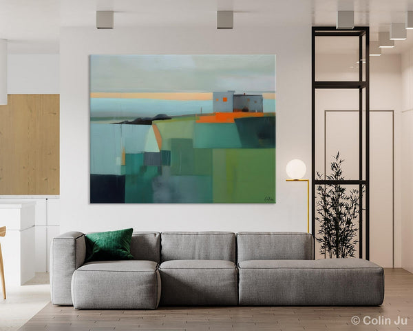 Large Original Canvas Wall Art, Contemporary Landscape Paintings, Extra Large Acrylic Painting for Dining Room, Abstract Painting on Canvas-Grace Painting Crafts