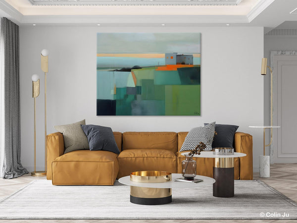 Large Original Canvas Wall Art, Contemporary Landscape Paintings, Extra Large Acrylic Painting for Dining Room, Abstract Painting on Canvas-Grace Painting Crafts