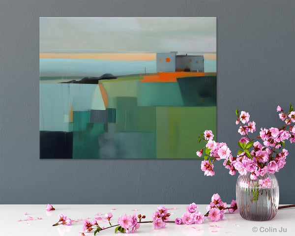 Large Original Canvas Wall Art, Contemporary Landscape Paintings, Extra Large Acrylic Painting for Dining Room, Abstract Painting on Canvas-Grace Painting Crafts