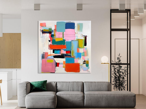 Original Abstract Wall Art, Geometric Modern Acrylic Art, Large Abstract Art for Bedroom, Modern Canvas Paintings, Contemporary Canvas Art-Grace Painting Crafts