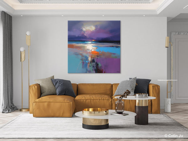 Original Abstract Art, Hand Painted Canvas Art, Landscape Canvas Art, Sunrise Landscape Acrylic Art, Large Abstract Painting for Living Room-Grace Painting Crafts