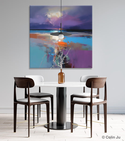 Original Abstract Art, Hand Painted Canvas Art, Landscape Canvas Art, Sunrise Landscape Acrylic Art, Large Abstract Painting for Living Room-Grace Painting Crafts