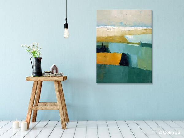 Large Geometric Abstract Painting, Landscape Canvas Paintings for Bedroom, Acrylic Painting on Canvas, Original Landscape Abstract Painting-Grace Painting Crafts