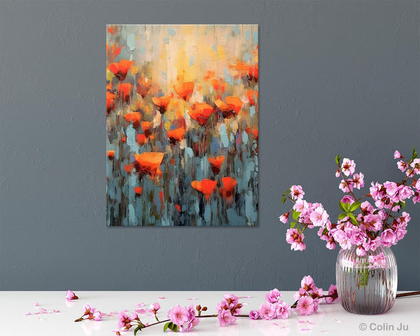 Flower Abstract Painting, Heavy Texture Wall Art, Acrylic Painting on Canvas, Canvas Painting Ideas for Dining Room, Original Abstract Art-Grace Painting Crafts