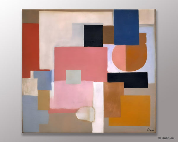 Geometric Abstract Art, Original Abstract Wall Art, Contemporary Acrylic Paintings, Hand Painted Canvas Art, Large Abstract Art for Bedroom-Grace Painting Crafts