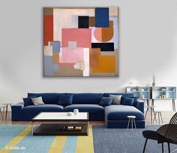 Geometric Abstract Art, Original Abstract Wall Art, Contemporary Acrylic Paintings, Hand Painted Canvas Art, Large Abstract Art for Bedroom-Grace Painting Crafts
