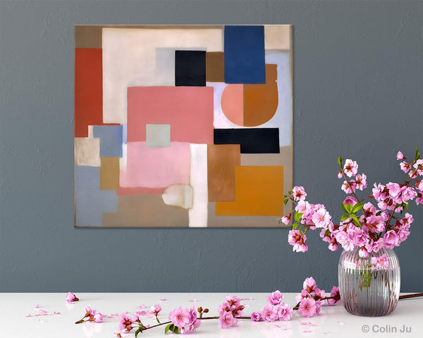 Geometric Abstract Art, Original Abstract Wall Art, Contemporary Acrylic Paintings, Hand Painted Canvas Art, Large Abstract Art for Bedroom-Grace Painting Crafts